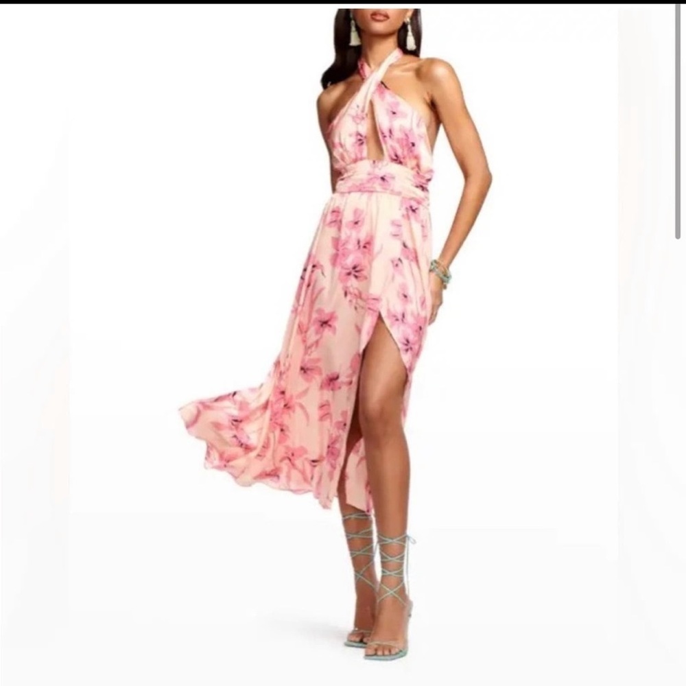 Ramy Brook Luna Floral Halter Midi-Dress